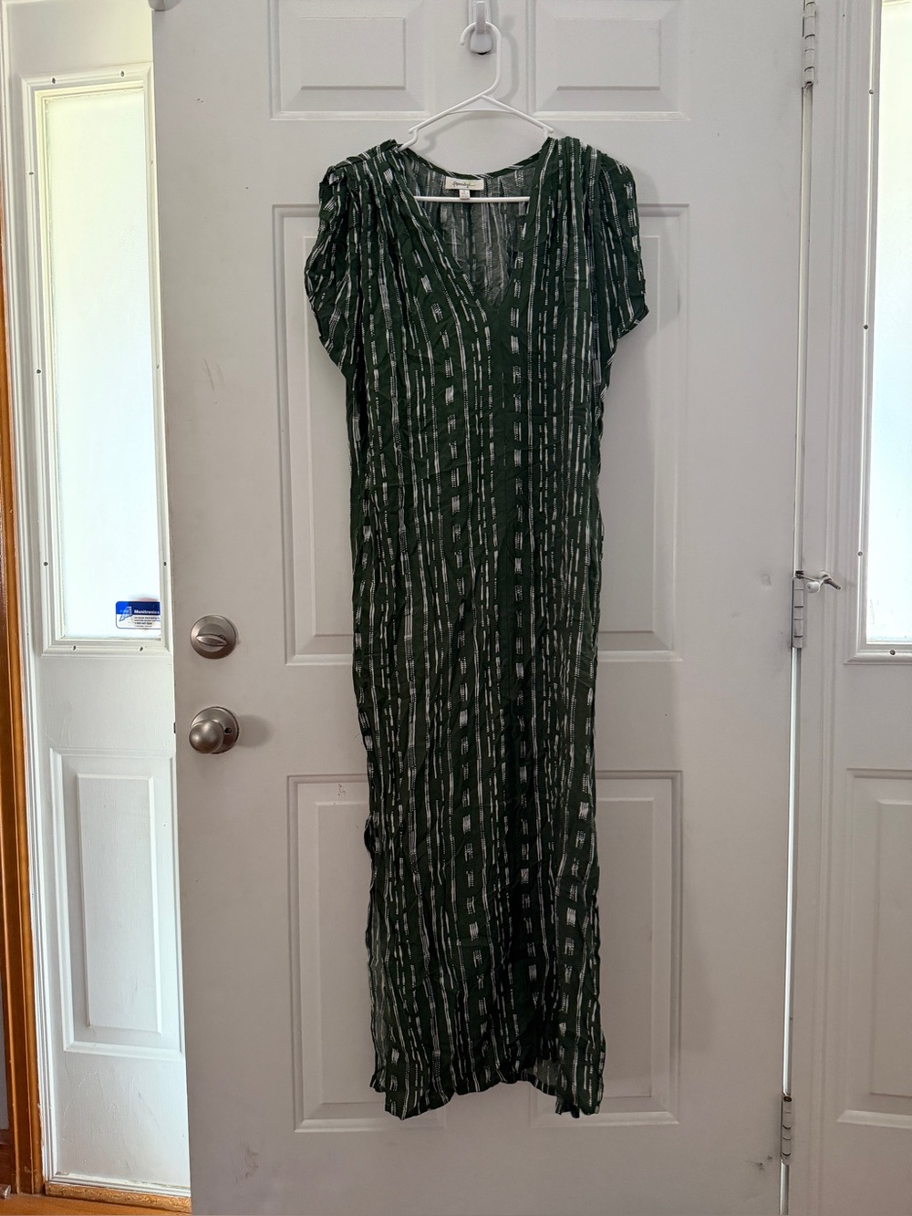 Anthropologie Green Patterned V-Neck Maxi Dress - Picture 3 of 5